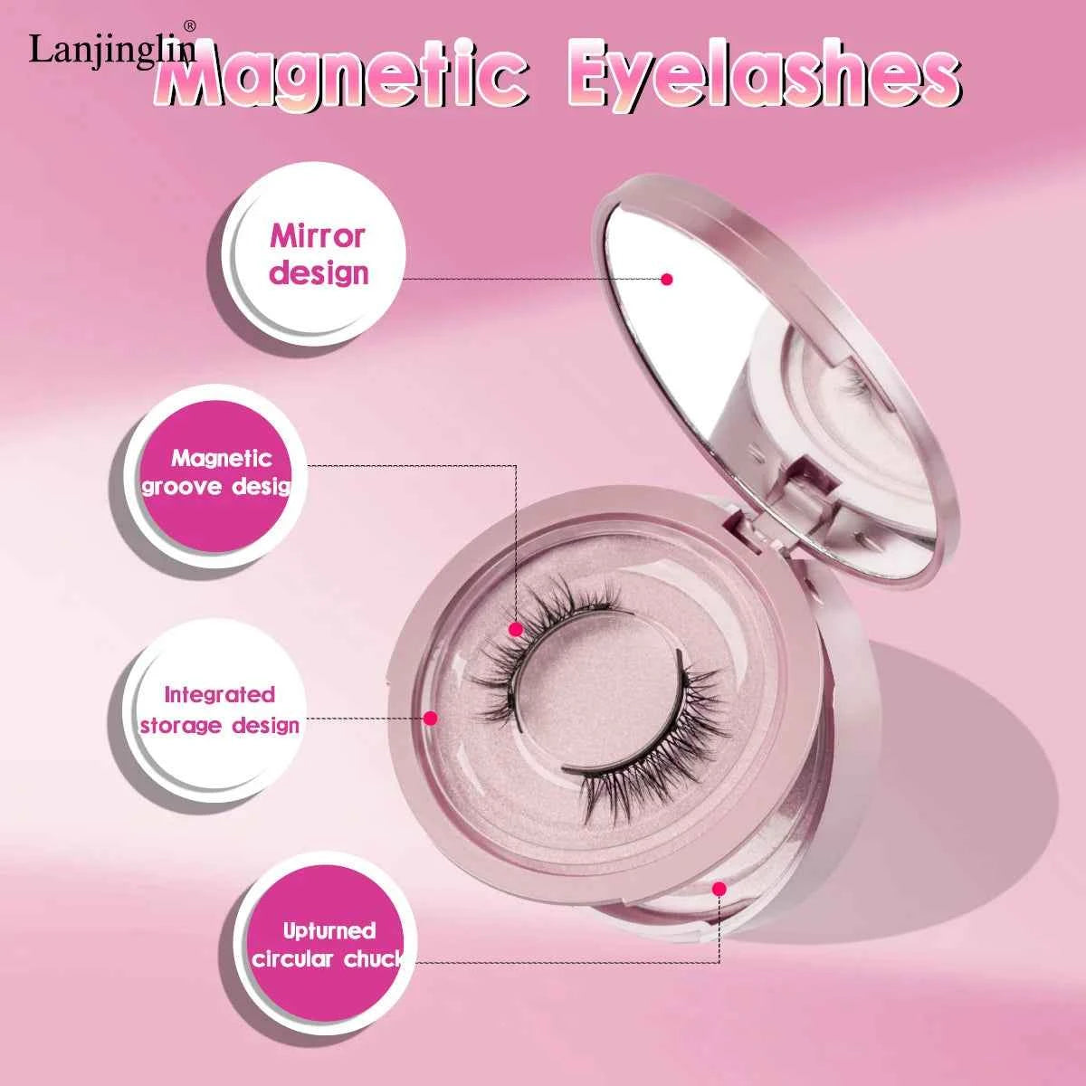 Lanjinglin Magnetic Eyelashes with Tweezer – Effortless Glam, No Glue, Soft & Natural Look, 2 Pairs