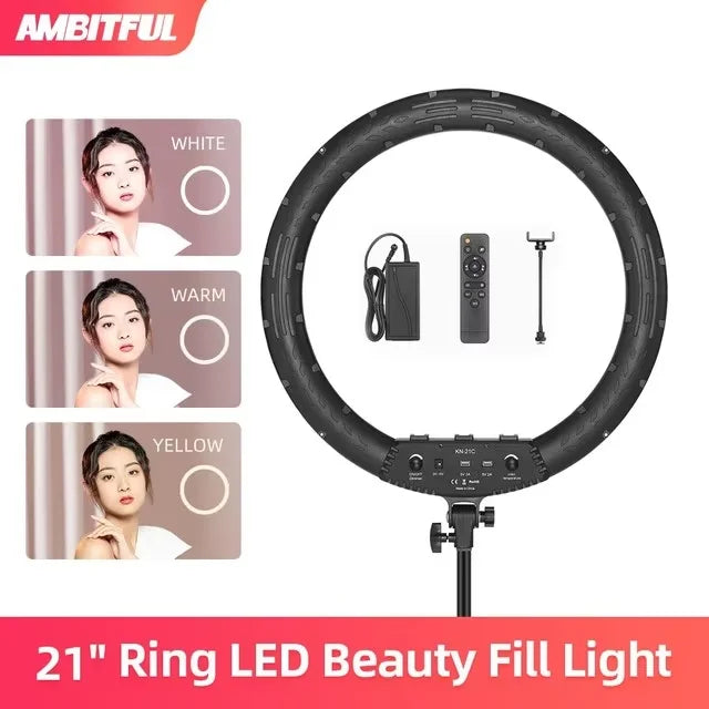 AMBITFUL 18" 21" 50W LED Ring Light Annular Lamp Bi-color 3000K-6000K  + Remote Control for Video YouTube Ringlight Makeup Light
