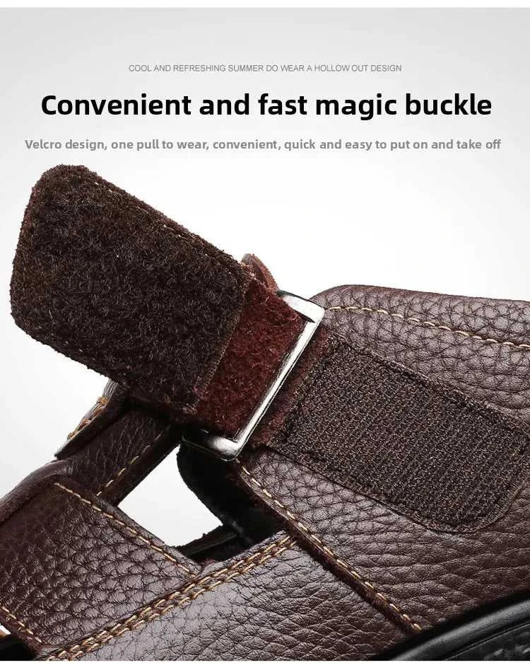 Men's Genuine Leather Sandals Breathable Summer Casual Shoes Soft Bottom Anti-Slip Hollow out Design Comfortable Dad Shoes The jack market .AU The jack market .AU Step Up Your Style: Trendy Shoes for Every Occasion! $ 74 14:193;200000124:200000364