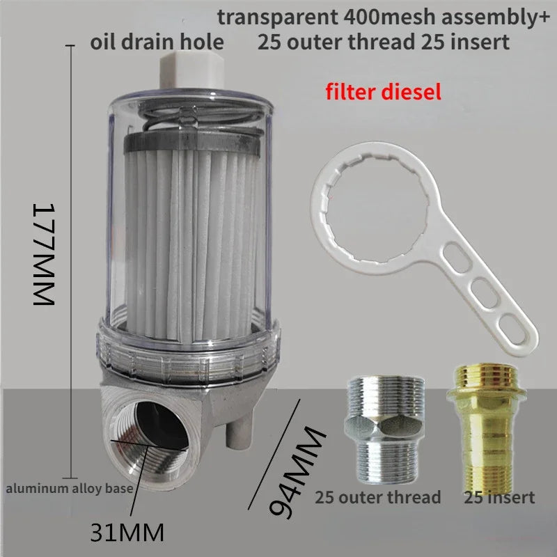 Vehicle fuel pump diesel dispenser transparent impurity filter assembly oil refueling machine filtration accessories