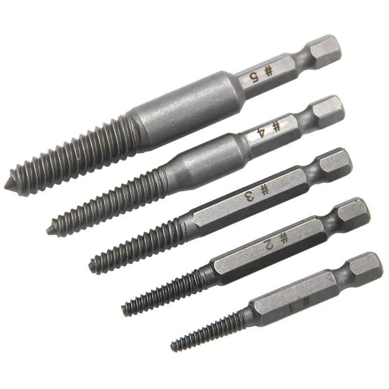 HexaFix Broken Screw Extractor Set - 5PC Hexagonal Handle Tool for Effortless Thread Removal