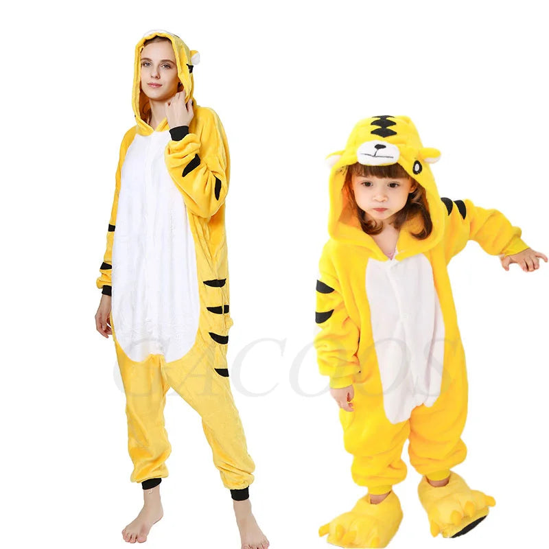 Boy Girl Kigurumi Pajama Sets Panda Unicorn Pajamas For Women Pijimas Cat Onesie Adult Animal Sleepwear Winter Warm Pyjamas Kids