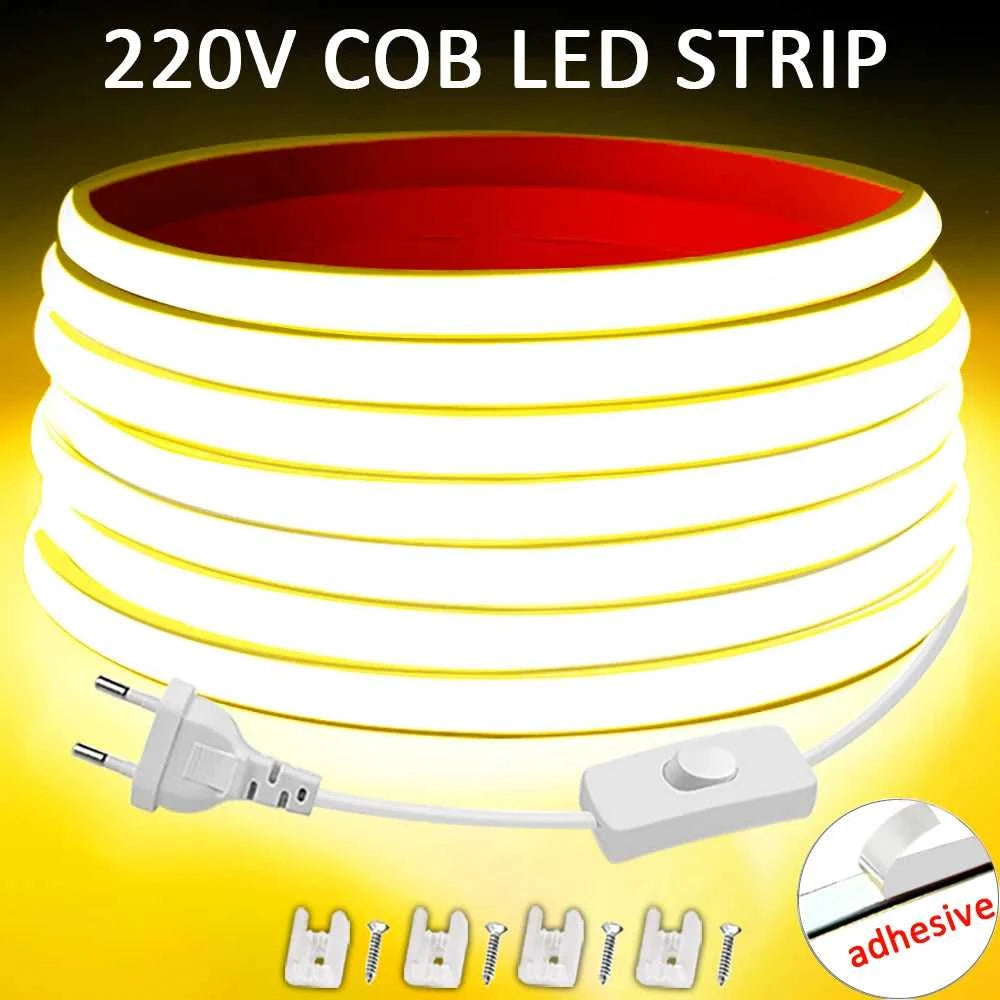 220V Led Strip High Brightness COB LED Strip 220V Flexible Ribbon for Room Bedroom Kitchen Lighting The jack market .AU The jack market .AU Home $ 63 136:9131245839#White;14:29#no ON-OFF switch;249:200006308#4m