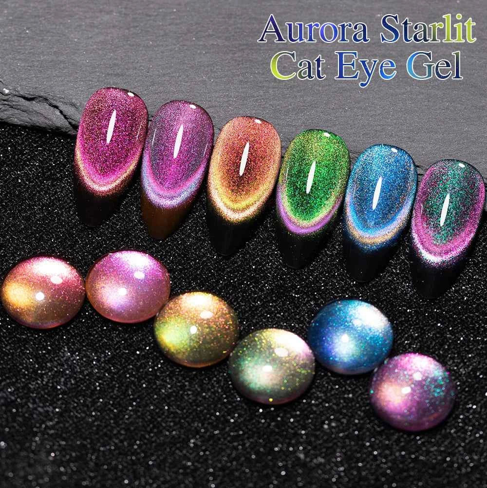 PUENTE Cat Eye Magnetic Gel Nail Polish - Vibrant Starry Galaxy Effect, Soak Off UV, 7.5ML