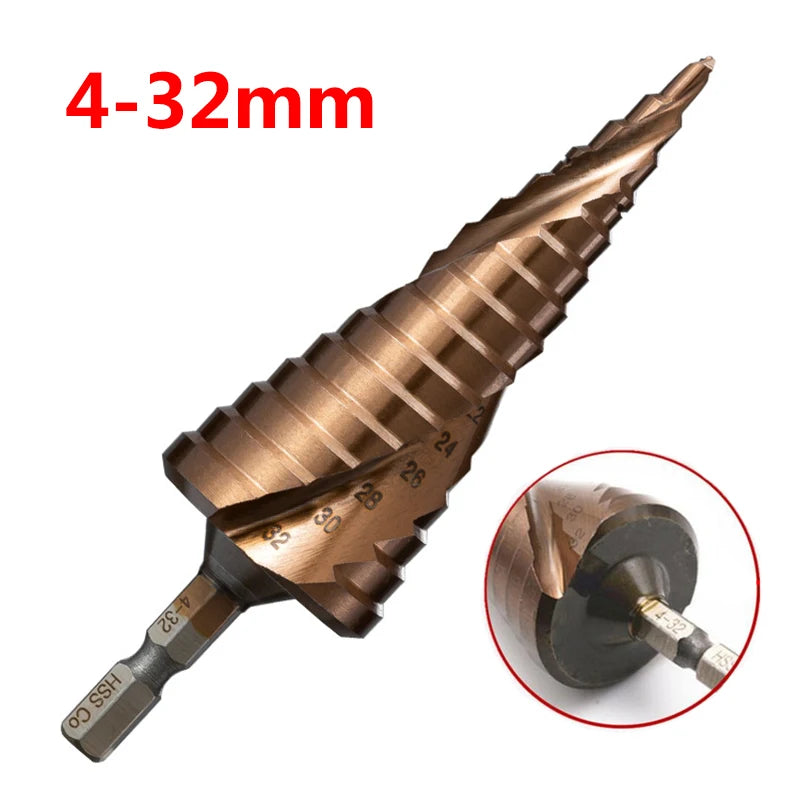 M35 5% Cobalt Step Drill Bit HSS-Co High Speed Steel Cone Hex Shank Metal Drill Bit Tool Set Hole Cutter For Stainless Steel