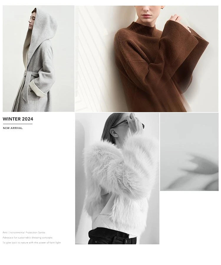 AMII Minimalist Dress Women 2025 Autumn New Elegant Office Lady Lapel V-neck Slim Non-stretch Pleated Knee A-Line Dress 12521027