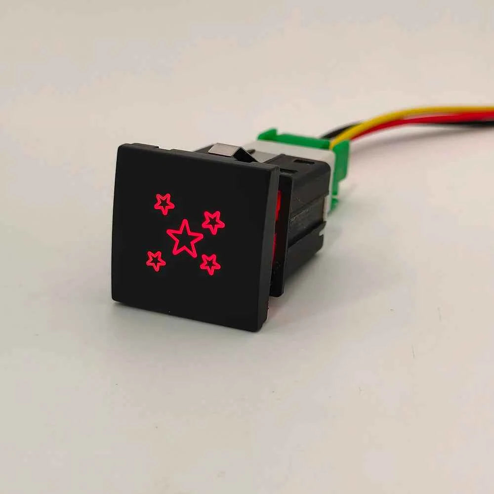 24mm*24mm 1Pc Car Red LED Light DRL Power On Off Music Modified Switch Button With Wire For VW Golf 6 MK6 Jetta 5 MK5 Scirocco