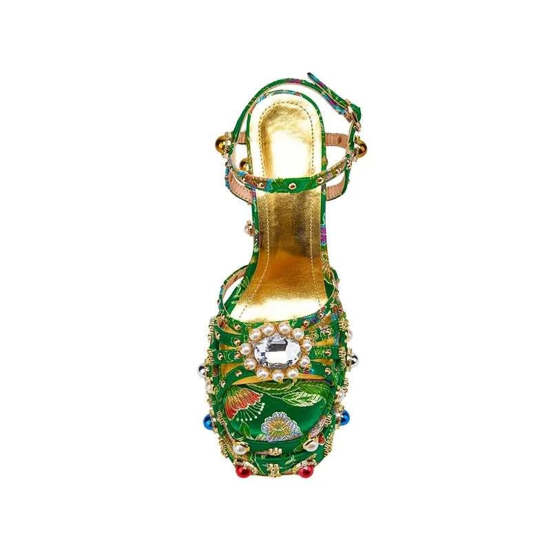 Women's New Summer Sandals Waterproof Platform Thick Bottom Water Diamond Pearl Rivet Flower Satin Open Toe High Heel Large The jack market .AU The jack market .AU Step Up Your Style: Trendy Shoes for Every Occasion! $ 138 14:201496390;200000124:200048359
