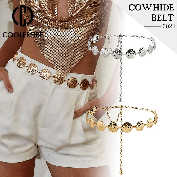 Women's Metal Chain Belt – Gold & Silver Waist Chain for Dresses