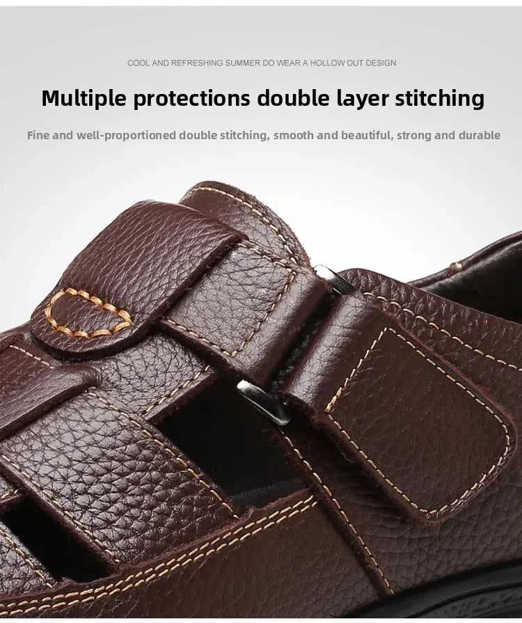Men's Genuine Leather Sandals Breathable Summer Casual Shoes Soft Bottom Anti-Slip Hollow out Design Comfortable Dad Shoes The jack market .AU The jack market .AU Step Up Your Style: Trendy Shoes for Every Occasion! $ 74 14:193;200000124:200000364