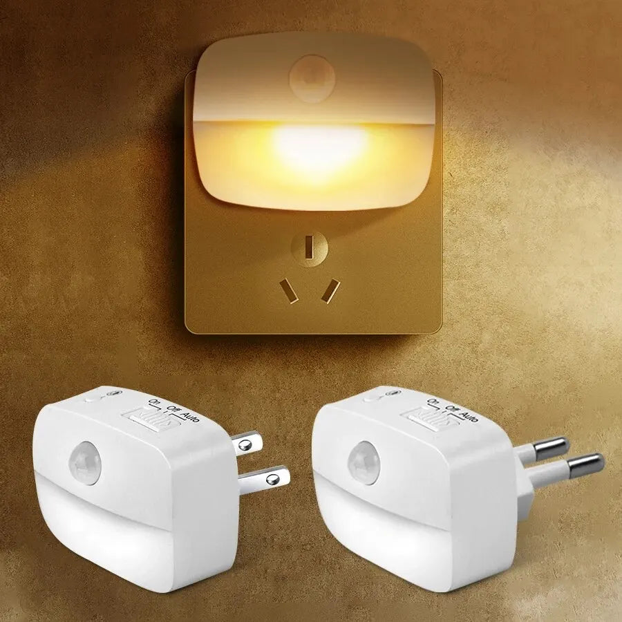 LED Night Light With Motion Sensor Light EU US Plug Socket Lamps Children Night Lights Wireless Wall Bedside Bedroom Night Lamp - Jack market 1988Jack Market 1988