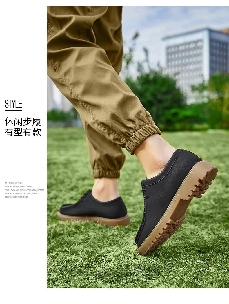 New 2025 Spring Autumn Outdoor Men's Walking Shoes Men Durable Sole Casual Loafers Male Fashion Cow Leather Footwear