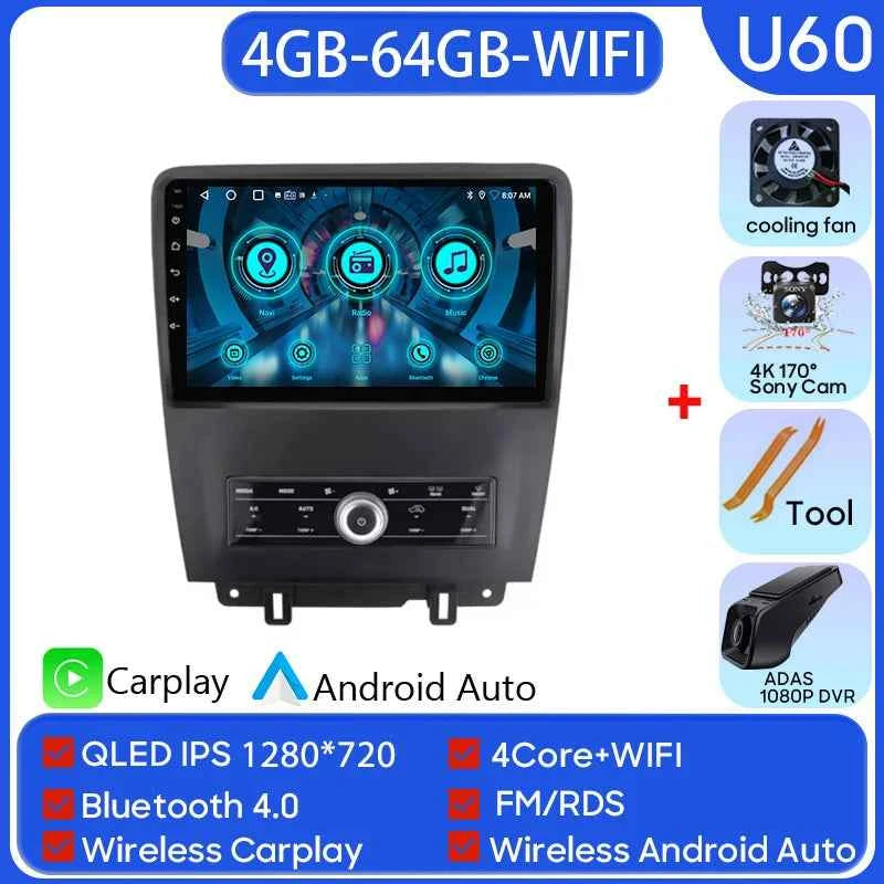 For Ford Mustang V S-197 2009 - 2014 5G WIFI Car screen Android Auto Radio Carplay Navigation Multimedia Stereo Player 8Core DVD