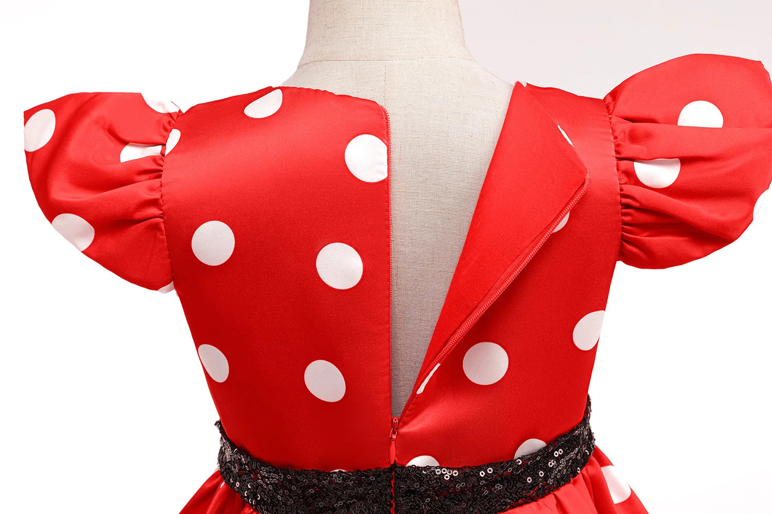 Polka Dot Bow Sequin Princess Dress for Girls - Fly Sleeve Costume for Christmas & Halloween Fun
