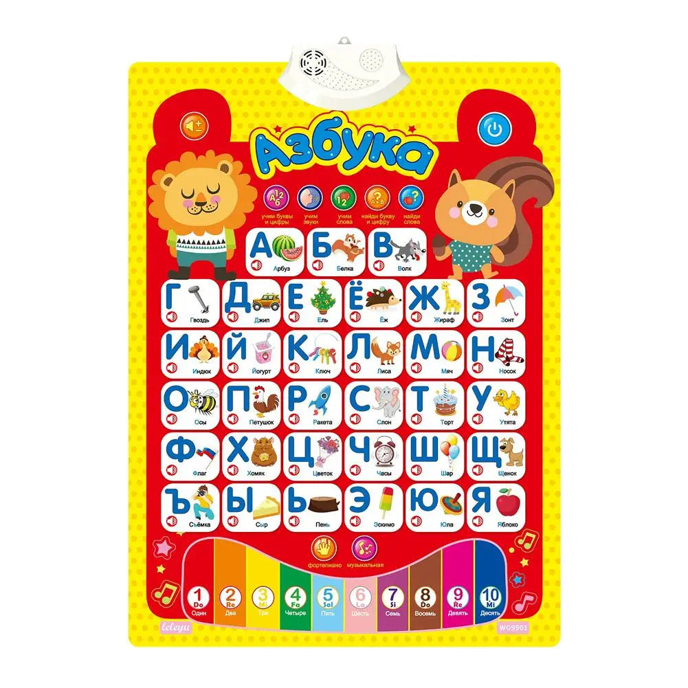 Russian Electronic Interactive Alphabet Wall Chart Talking ABC 123s Music Learning Poster Educational Preschool Alphabet Chart
