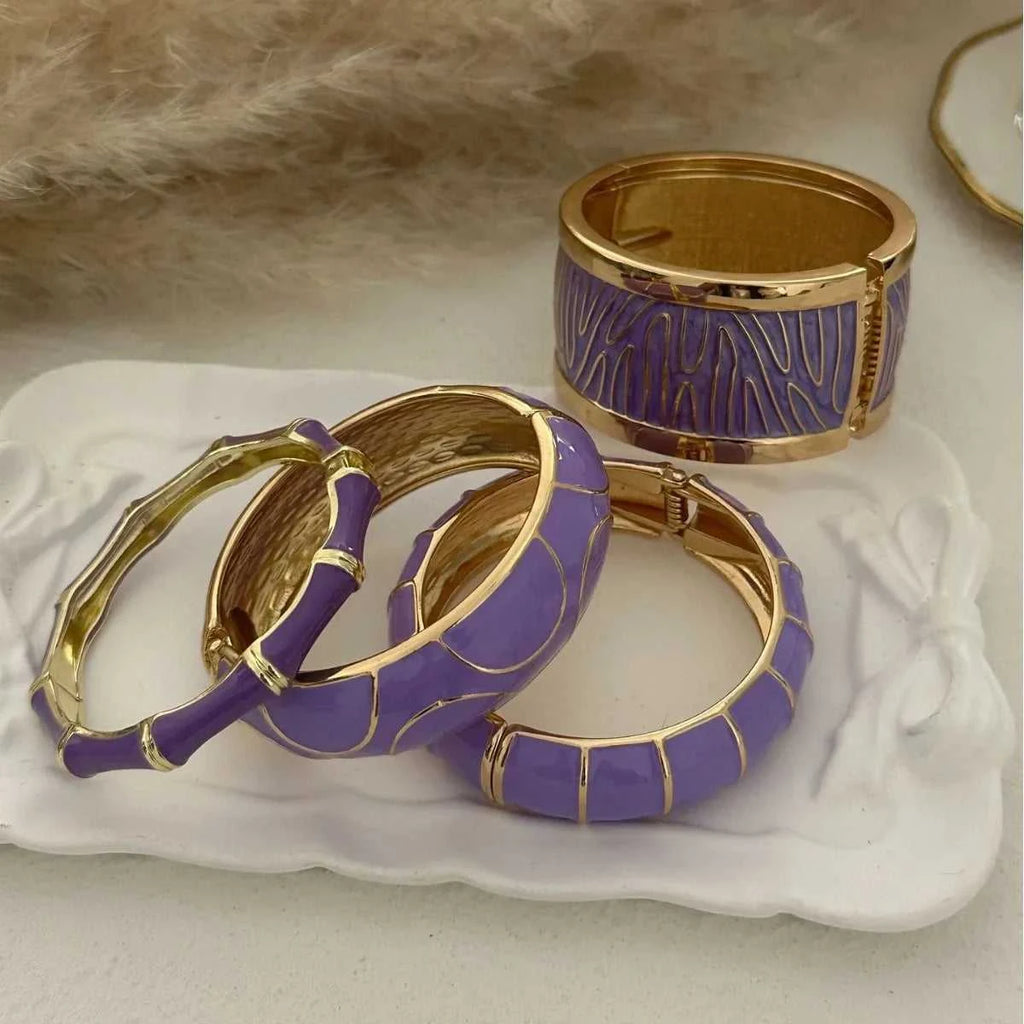 KMVEXO Irregular Purple Color Dripping Oil Zinc Alloy Enamel Bangles Geometric Wide Cuff Spring Bracelets For Women Jewelry ﻿ The jack market .AU The jack market .AU Jewellery & Chains $ 52 200001034:361181#35661-Purple