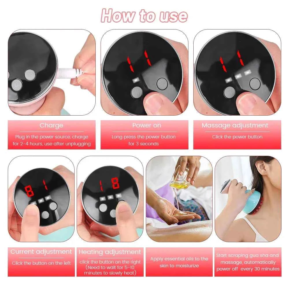 Electronic Meridian Brush Gua Sha Scrapping Massager Tool Anti Cellulite Magnet Therapy Infrared Heat Slimming Fat Burner Fat