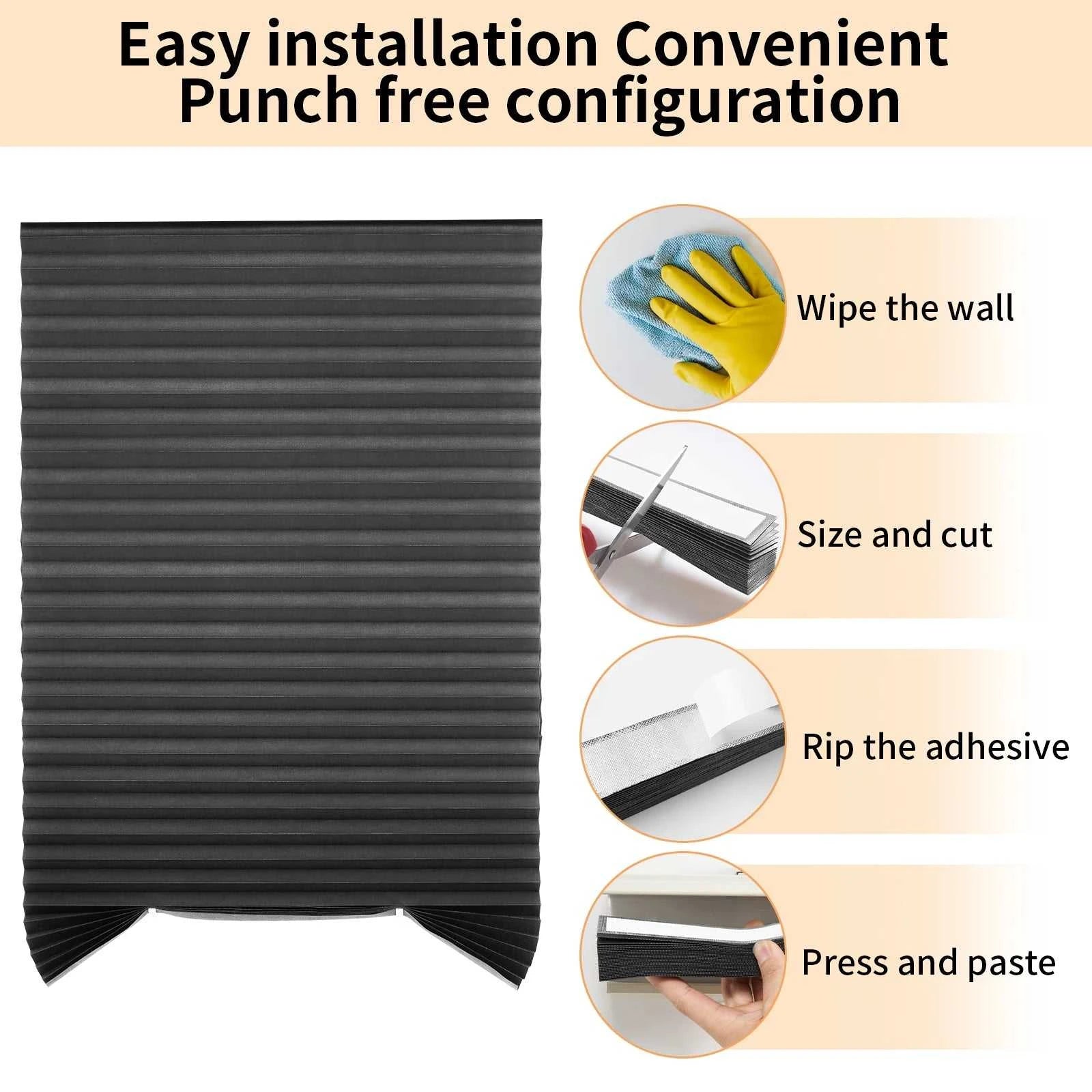 Blind for Window Self Adhesive Pleated Blinds Cordless No Drill Fabric Shutter Room Darkening Shades Blackout Shutters The jack market .AU The jack market .AU Home $ 53 14:496#Black Full blackout