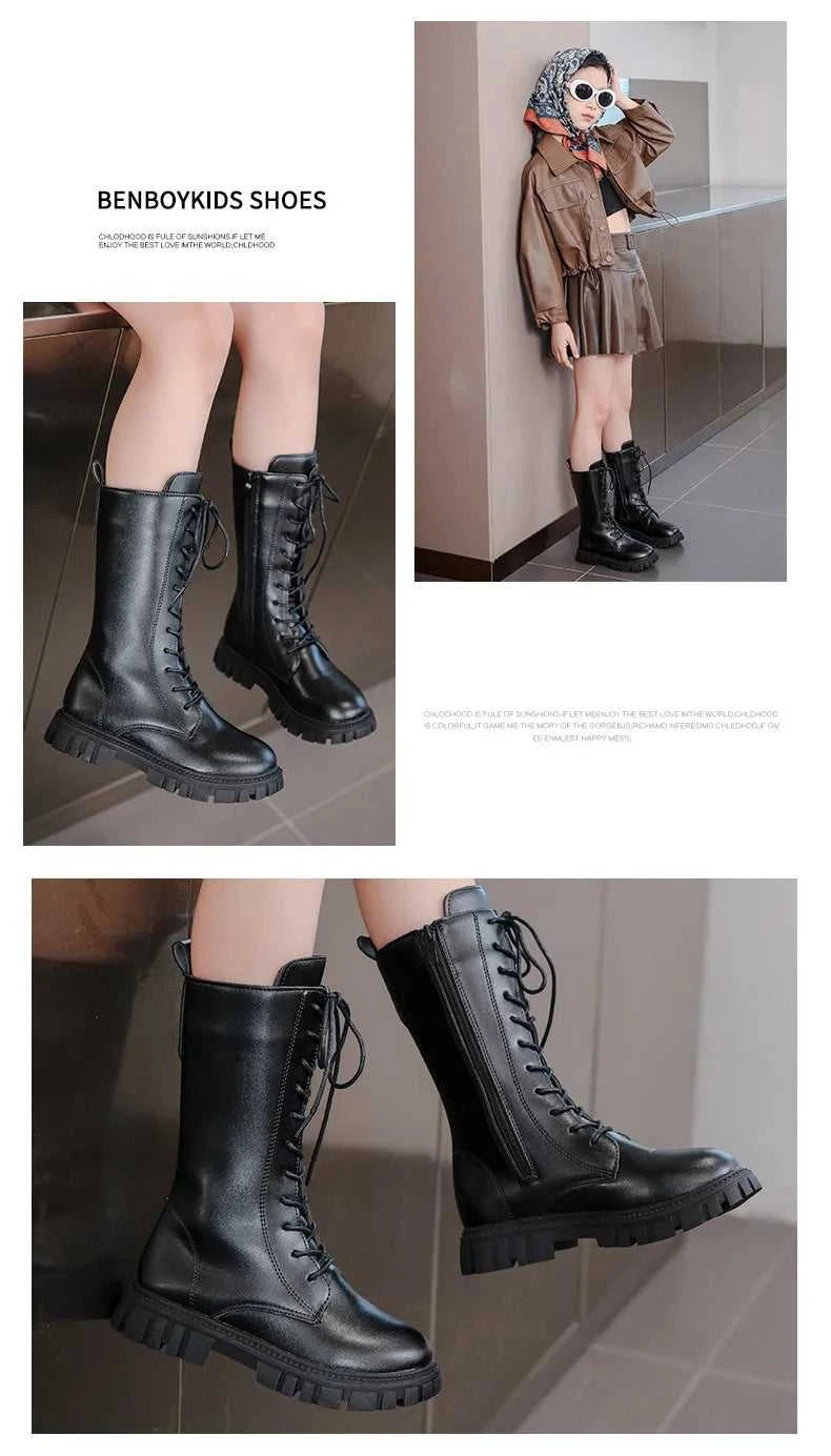 Girls Princess High Boots Black Beige Versatile Kids Causal Boots Spring Autumn Non-slip Children's Long Boots Solid Color PU The jack market .AU The jack market .AU $ 46 14:771#black;200000124:100010440