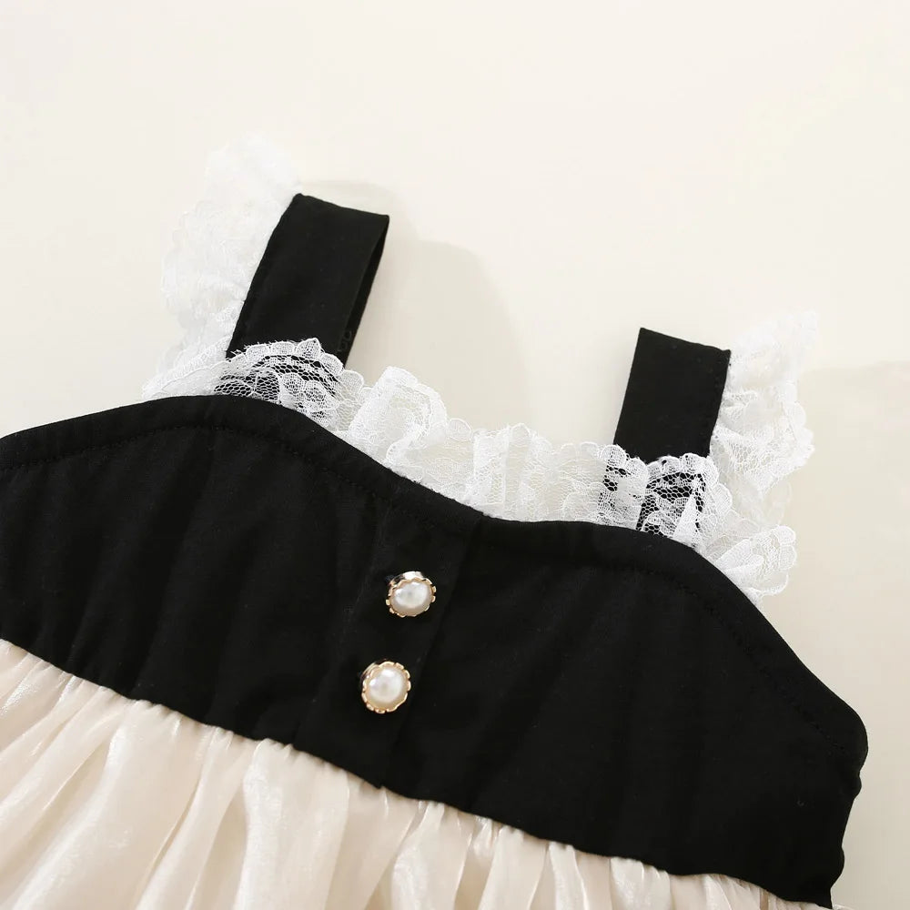 Glimmer & Grace Baby Girl Summer Dress - Enchanting Mesh Bow & Lace for Wedding & Flower Girl Celebrations