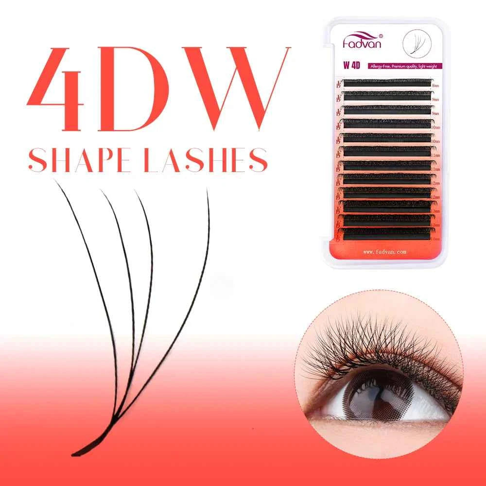 FADVAN W Shape 5D Cluster Lashes - 10Pcs Soft Natural Eyelash Extensions, 0.07mm, Perfect for Professionals