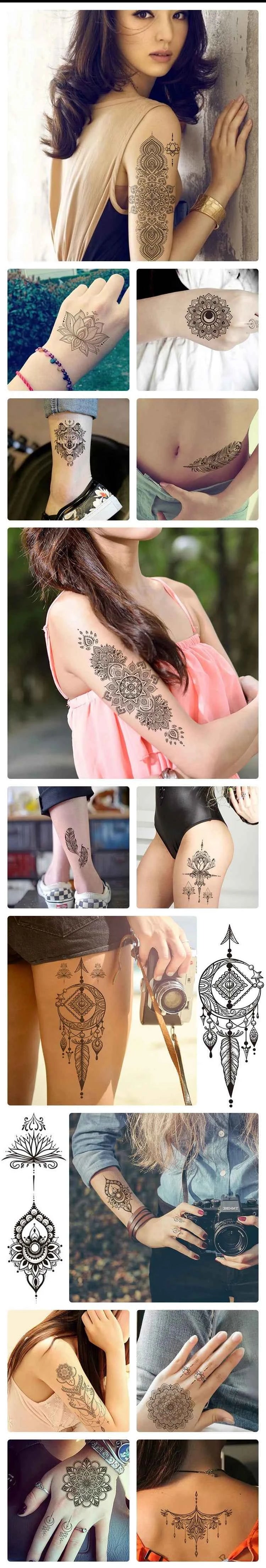 Henna Luxe Temporary Waterproof Tattoos - Sexy Body Art for 6 Months, Perfect for Festivals and Bold Self-Expression