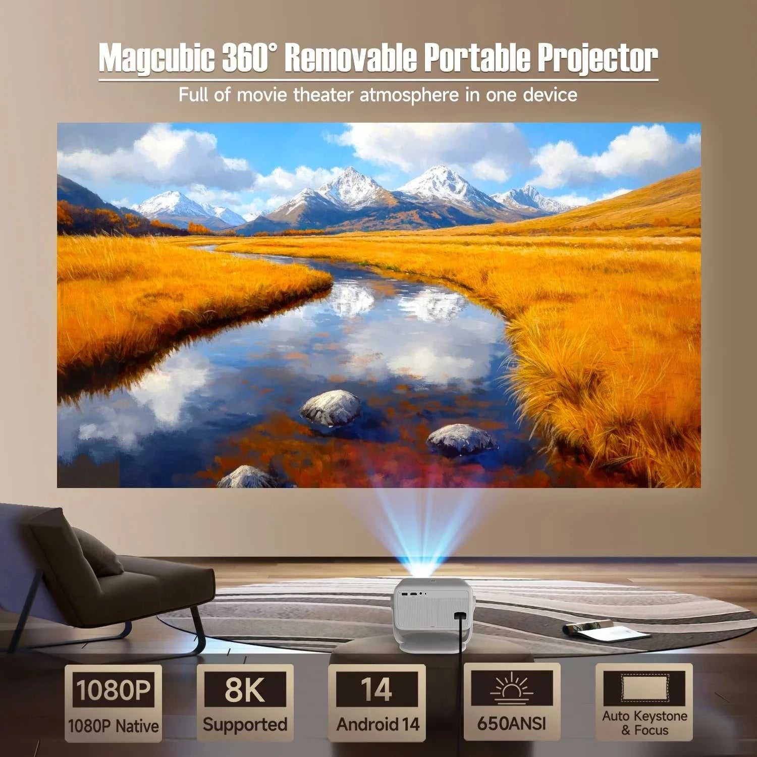 Magcubic Native 1080P 650ANSI 8K Android14 L018 Projector With Auto Keystone Correction Focus Wifi6 BT5.4 Portable Movie Outdoor The jack market .AU The jack market .AU Accessories Electronics $ 203 14:201441169#White;200007763:201336104;200009209:201447604