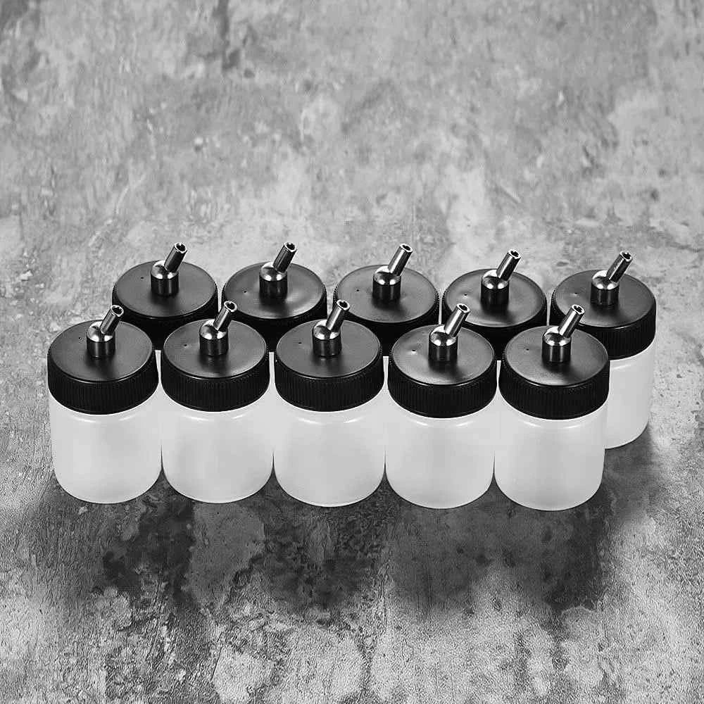 Joystar Dual Action Airbrush Bottle - 10 x 22CC with Standard Suction Lid for Siphon Feed Precision