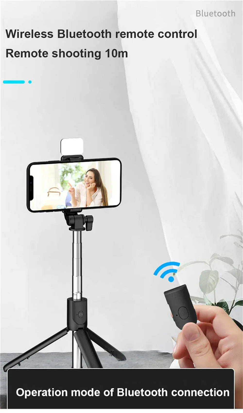 Portable Bluetooth Selfie Stick Tripod Holder with Remote Shutter Fill Light Extendable Wireless Remote Retractable Phone Stand - Jack market 1988Jack Market 1988