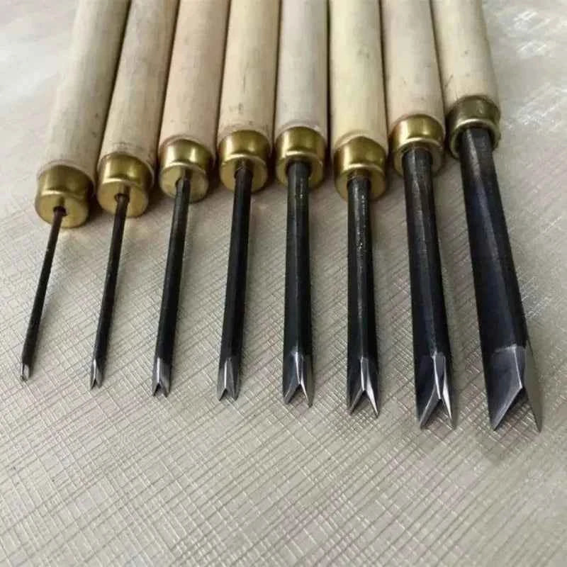 WoodCraft Pro V-Type Triangle Chisel Set – Precision Wood Carving Knives for Exquisite Detailing