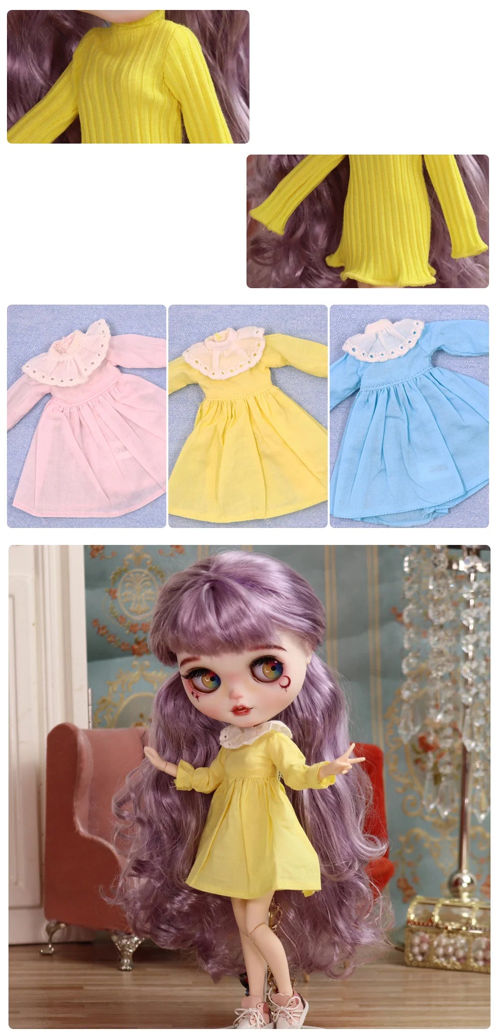 Outfits For ICY DBS Blyth Doll Simple Dress Cassual Style Special Price Suit 1/6 Jecci Five Azone S Anime Girl Ob24 Toys