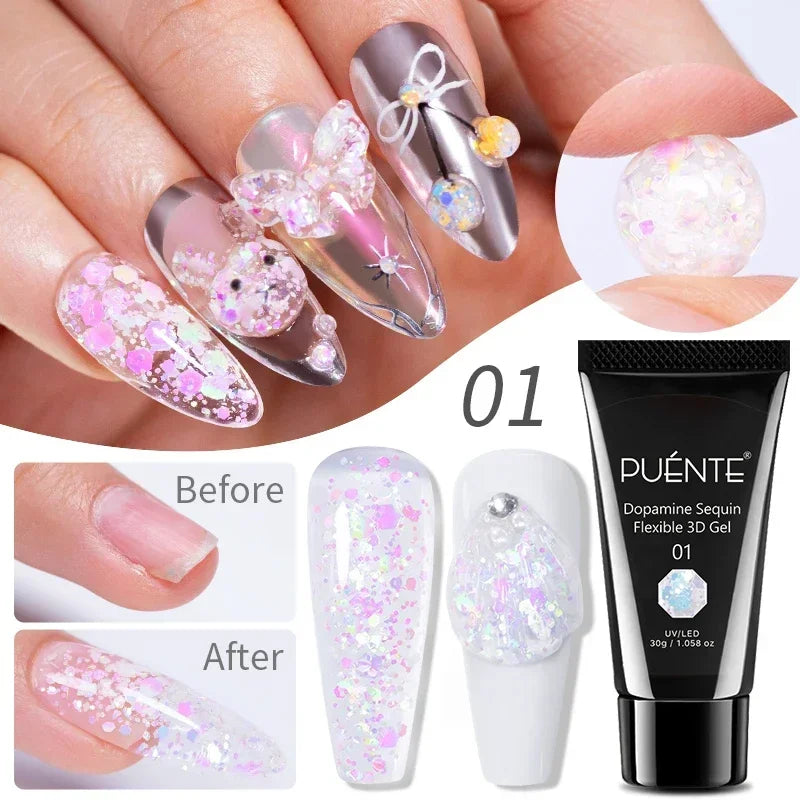 BrandName Chrome Mirror Effect Gel Polish - 5ml Golden Silvery Metallic Liner for Stunning French Nail Art