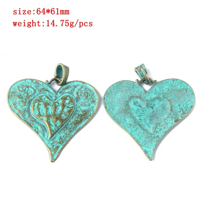 2pcs/lot Verdigris Patina Elephant/Heart/Leaf/Flower/Dragonfly/Butterfly/Swirl/Wing Pattern Pendant Fashion Jewelry Material