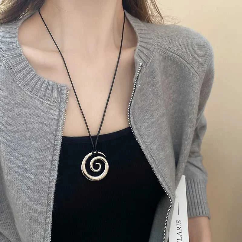 Fashion Spiral Heart-Shaped Pendant Necklace for Women Adjustable Long Black Wax Rope Clavicle Chain Charm Couple Birthday Gift The jack market .AU The jack market .AU Jewellery & Chains $ 48 200001033:200003757#5