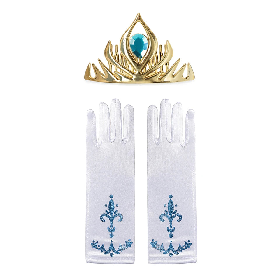 Girls Princess Dress Accessories Gloves Wand Crown Jewelry Set Princess Wig Braid Princess Dress Costume Cosplay Accessories