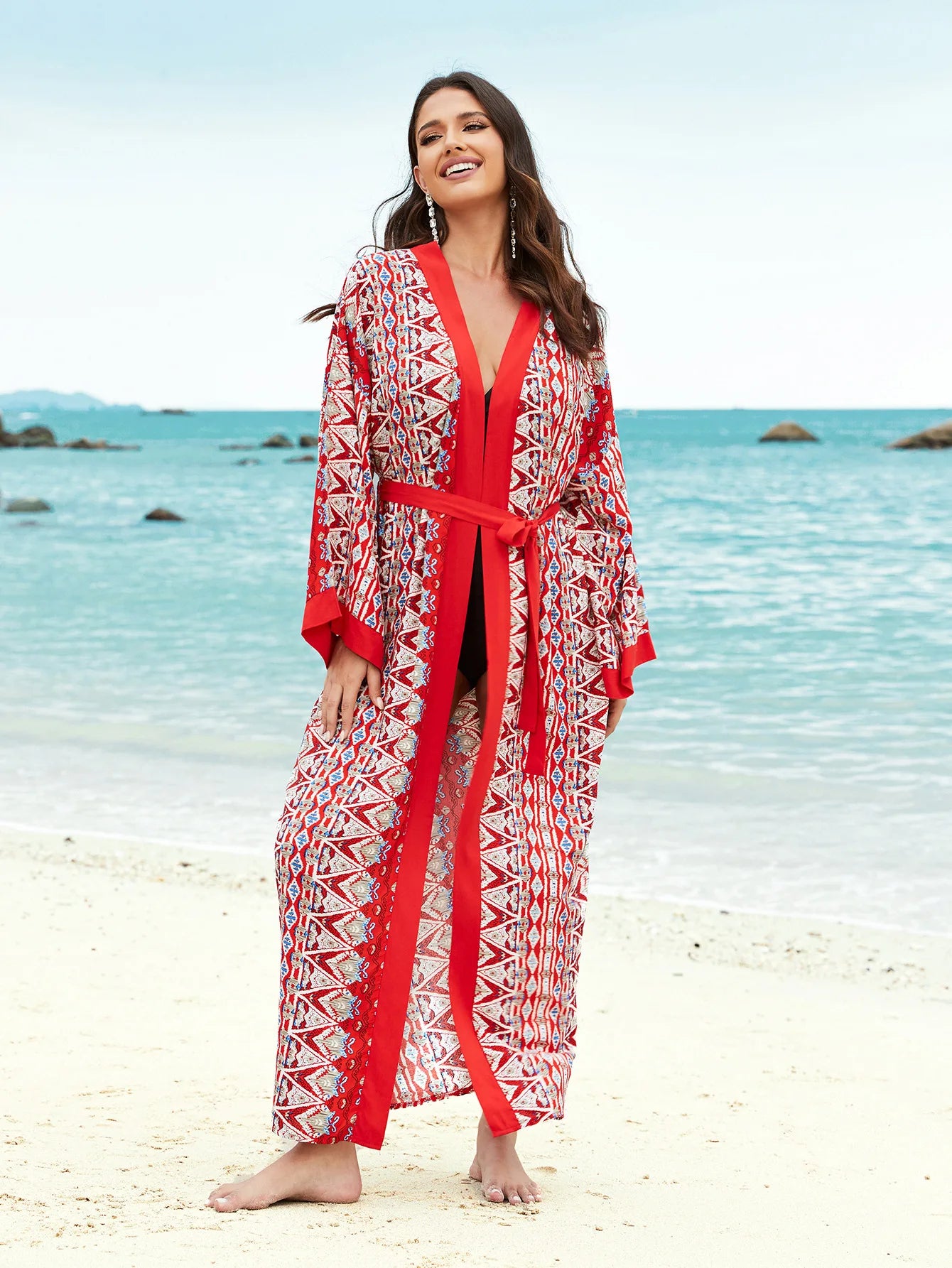 2026 Women's Kaftan Beach Cover-Up Dress - Stylish Long Tunic for Summer Bikinis & Beachwear