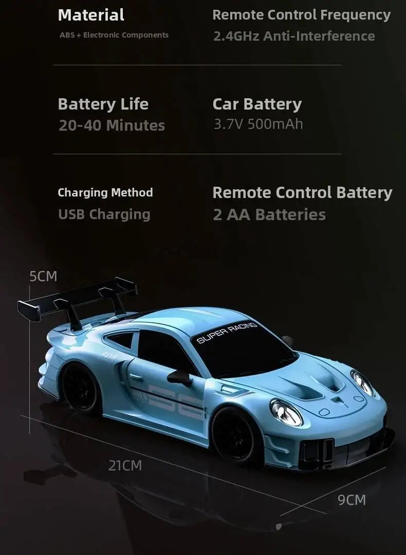 2025 New, Limited Edition Rc Drift GT3 RS 911 MI SU7 1:20 Drift Racing Car, Racing Kids Gift with High Speed Remote Control