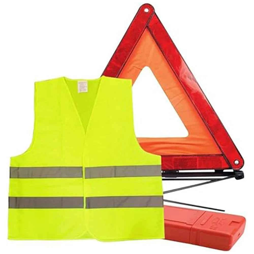 2pcs Car Warning Triangle Reflective set Emergency Breakdown High Visibility Vest Jacket Breakdown Warn Safety Folding Stop Sign