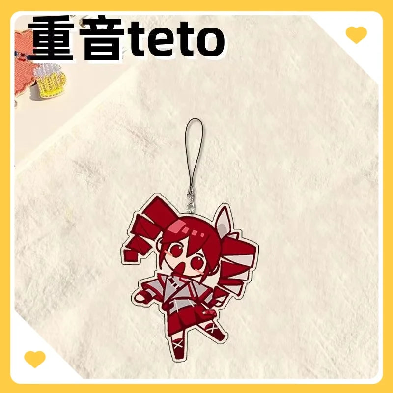 Hatsune Miku accent teto peripheral mobile phone chain car keychain anime acrylic pendant doll toys girl halloween gift