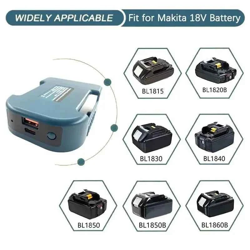 For Makita 18V With USB With Type-C Battery Holder For Makita 18V Battery BL1840 BL1850 BL1860 Charger Adapter Fast Charging