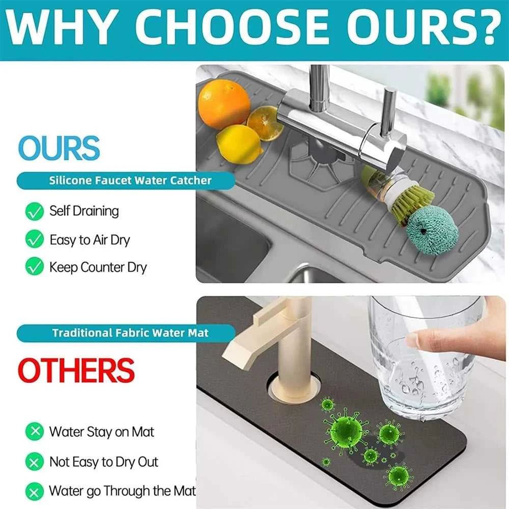 Silicone Drain Mat, Kitchen Faucet Sink Splash Guard, Sink Draining Pad Behind Faucet,For Kitchen & Bathroom Countertop Protect The jack market .AU The jack market .AU Home $ 50 14:29#35CM White