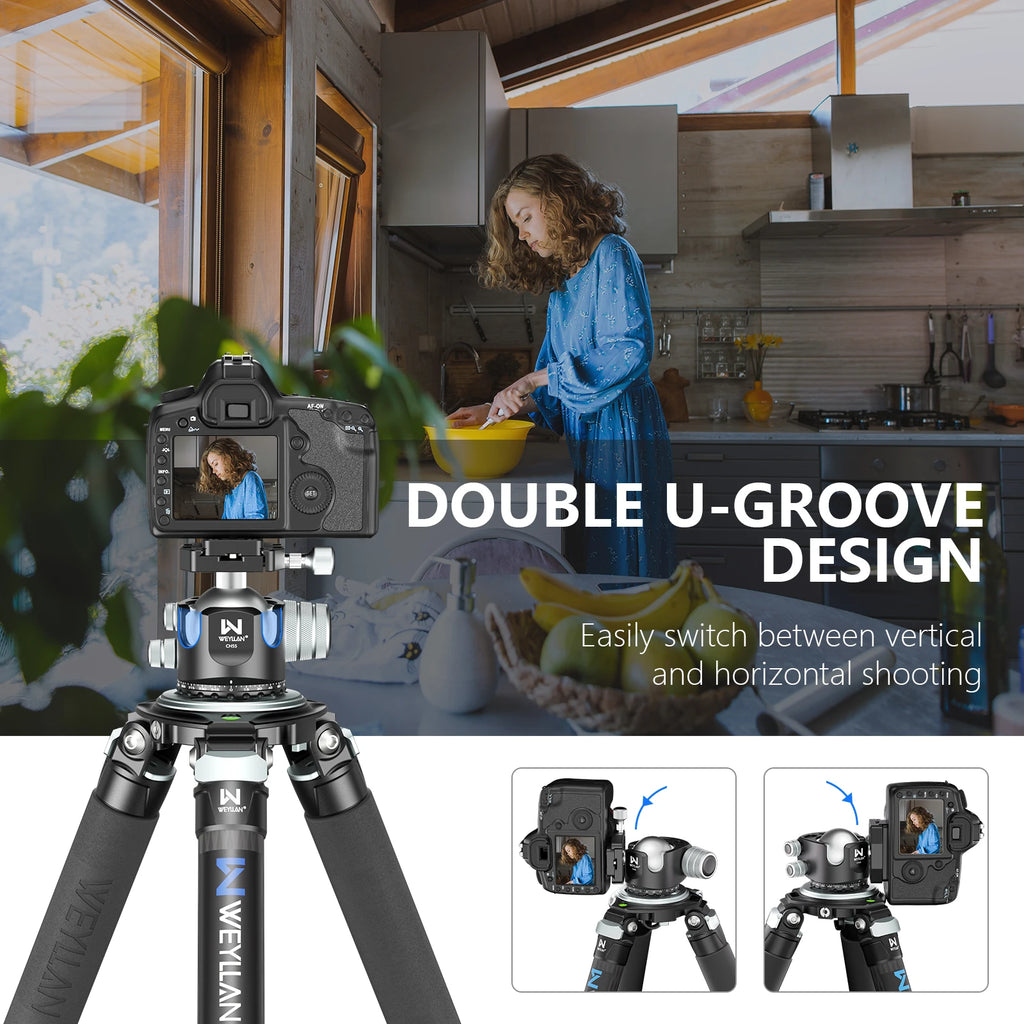 WEYLLAN CH55 Professional Tripod Ball Head 360° Low Gravity Center Panoramic CNC 55mm Ball for Tripod Monopod DSLR Camcorder New