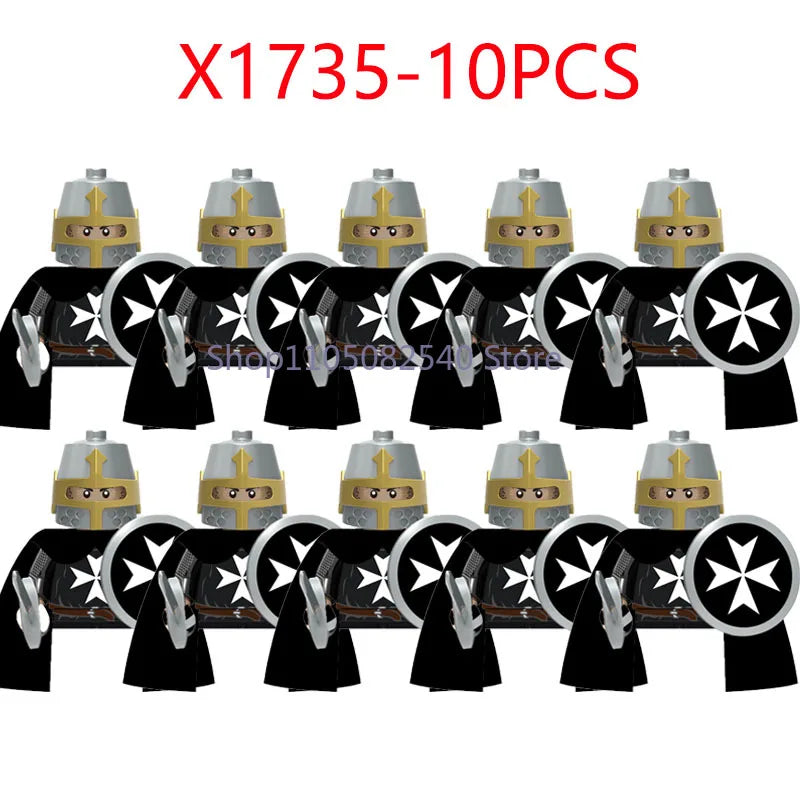 MOC Military Soldier Movie Character Building Blocks Accessories Medieval Castle Knight Helmet Shield Mini Brick Gift Toy E008