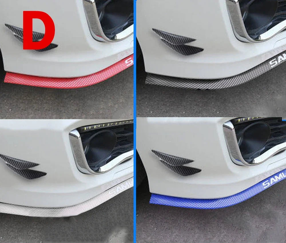 2.5M Car Front Bumper Lip Protector Carbon Fiber Rubber Splitter Chin Spoiler Side Skirt Rubber Anti Scratch Protector Body Kit