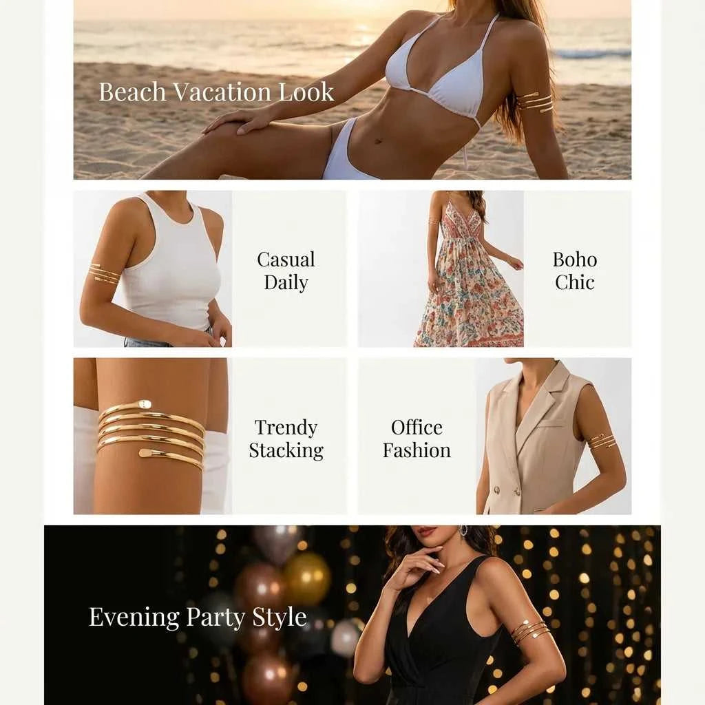 Minimalist Gold Color Spiral Upper Arm Cuff Bracelet for Women Boho Line Geometric Upper Cuff Bracelet Beach Festival Jewelry The jack market .AU The jack market .AU Jewellery & Chains $ 48 200001034:200004862#BR26Y0146
