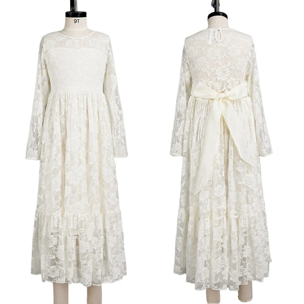 Princes Girls Lace Flower Girl Dress - Elegant Wedding Party Wear for Ages 2-12