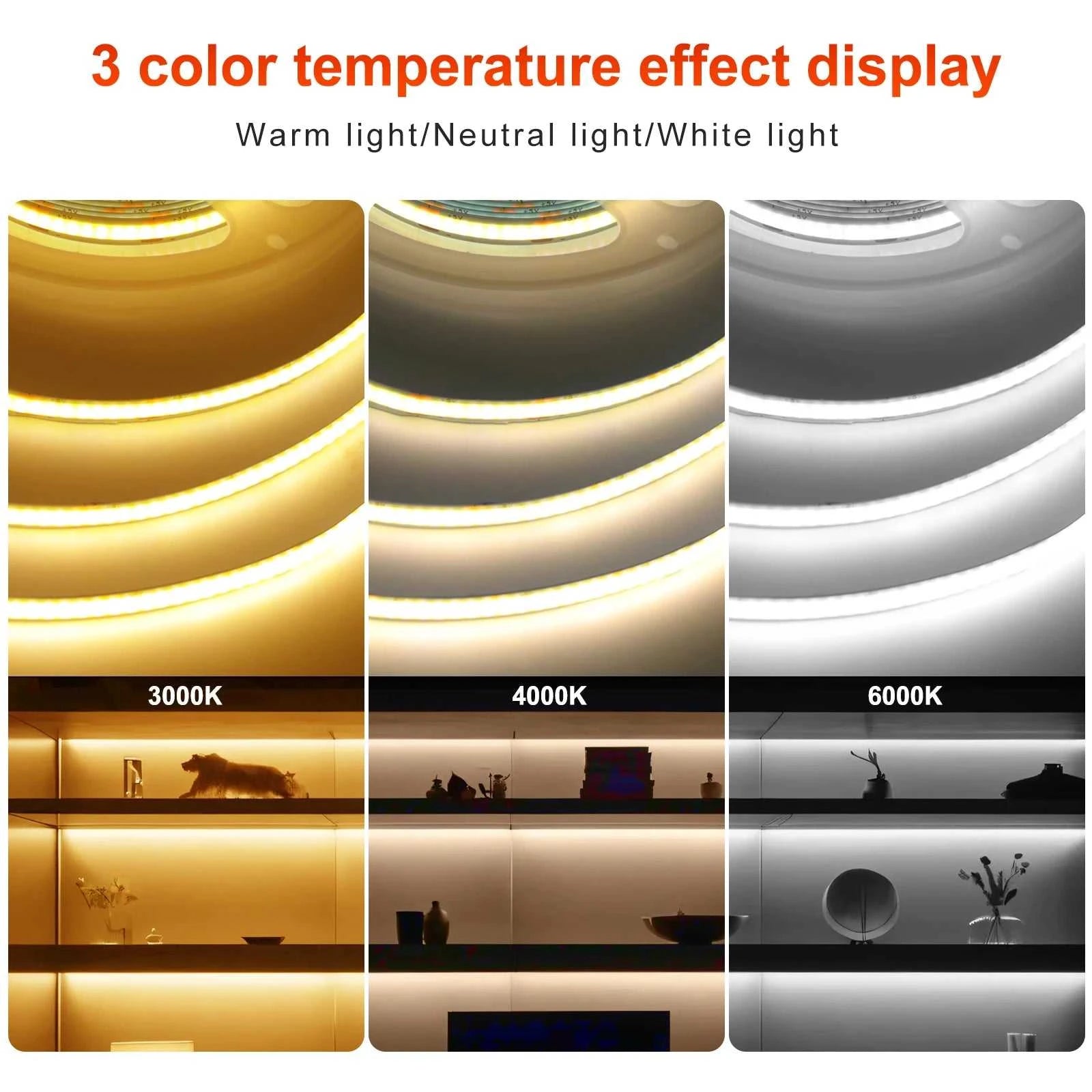5V USB COB LED Strip Light with 3Key Dimmer 320LEDs/m Flexible Tape Natural Warm White for Room TV Mirror Backlight Cabinet Lamp The jack market .AU The jack market .AU Home $ 50 136:173#Warm White;380:201451169#0.5m