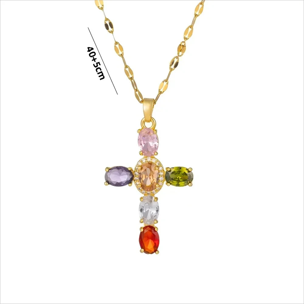 Multicolored CZ Stone Pendant Cross Necklace Rainbow Colorful Dainty Pave Cross Necklace Neon Jewelry for Women Halloween Gift The jack market .AU The jack market .AU Jewellery & Chains $ 49 200001034:201447815#Silver- Colorful CZ