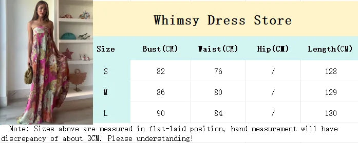 Chic Floral Print Pleated Long Dress Women's Sexy Strapless Backless Loose Party Vestidos 2025 Summer Lady High Street Robes New
