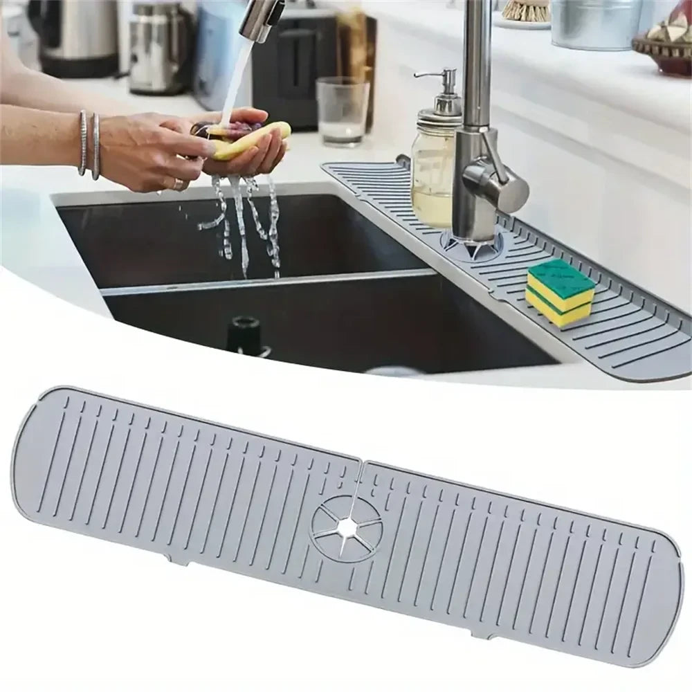 Silicone Drain Mat, Kitchen Faucet Sink Splash Guard, Sink Draining Pad Behind Faucet,For Kitchen & Bathroom Countertop Protect The jack market .AU The jack market .AU $ 50 14:29#35CM White